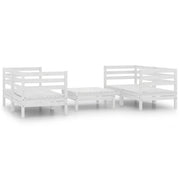 Set Divani da Giardino 5 pz | Set Salotto da Giardino Bianco in Legno Massello di Pino