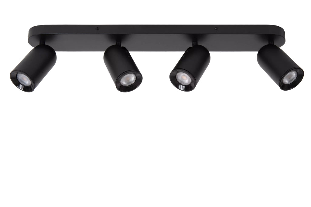 Faretto soffitto nero 4 luci orientabili GU10 35W Lucide