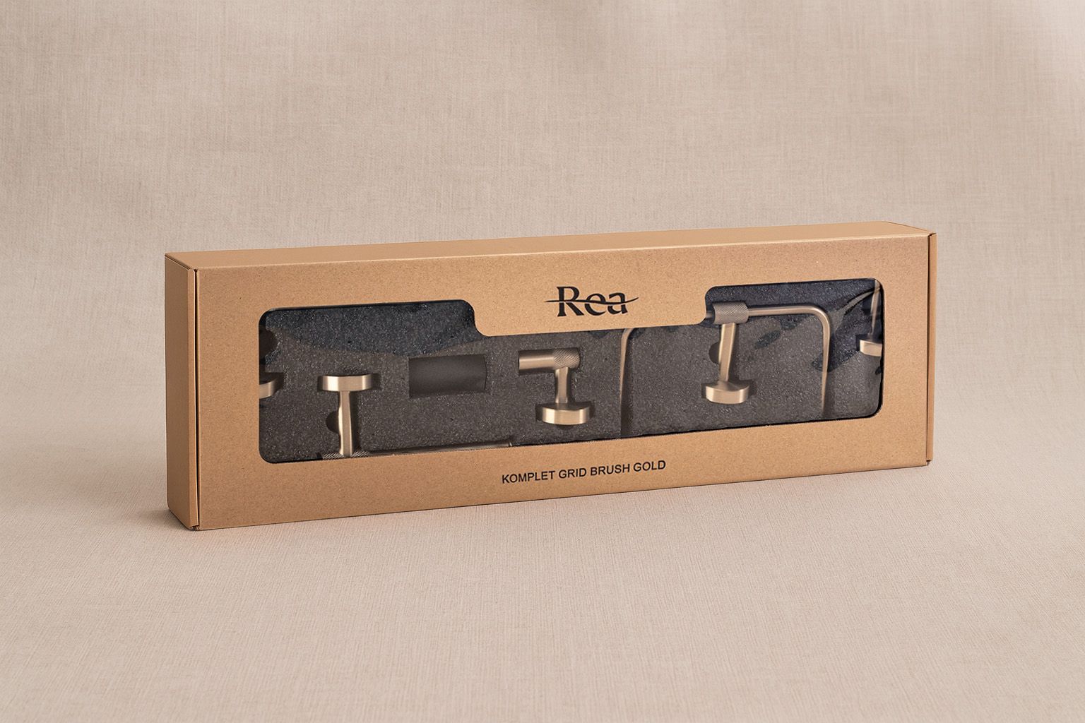 Set Accessori Da Bagno Grid Brush Gold 4 Pezzi