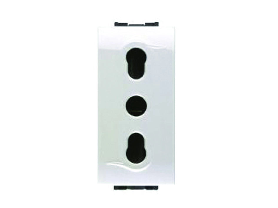 PRESA SICUREZZA BIVALENTE AQUA- - 2 poli+terra 10/16A alveoli ø mm.4/5 (7679) - 6 pezzi MARLANVIL