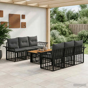 Set Divano da Giardino 7 pz Nero e Grigio scuro polyrattan 3437949