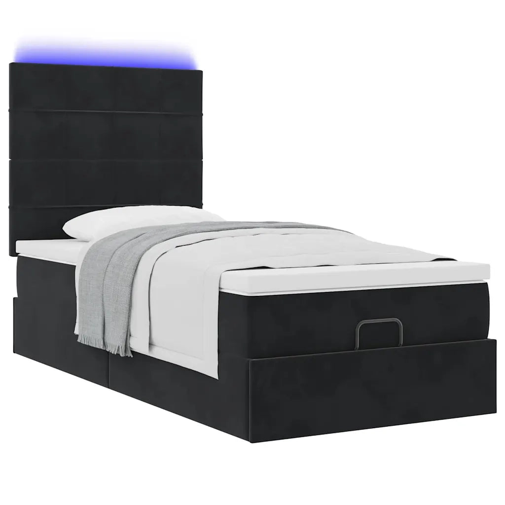 Struttura Letto Pouf con Materassi Nero 80x200 cm in Velluto 3314284
