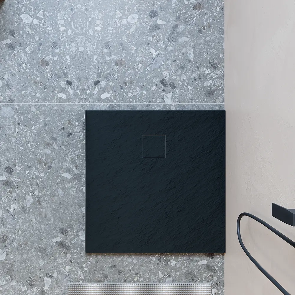 Piatto doccia 80x80 cm colore nero effetto pietra | Samos