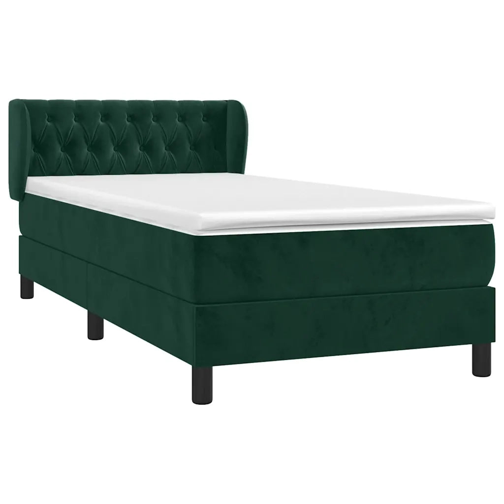 Giroletto a Molle con Materasso-Struttura Letto Verde Scuro 90x200 cm Velluto 109040