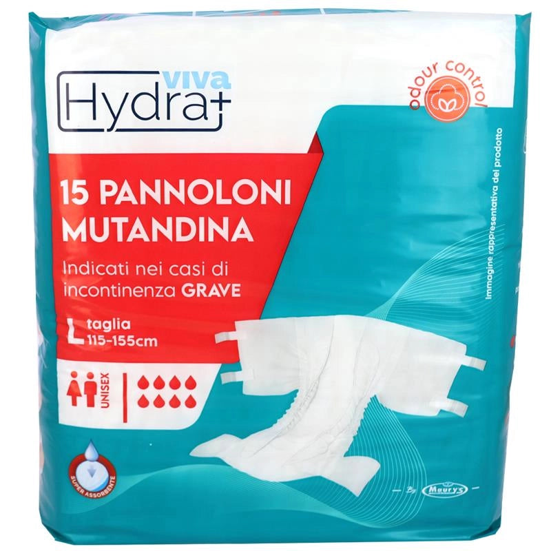 HYDRA VIVA PANNOLONI MUTANDINA LARGE UNISEX 15PZ 115/155 CM