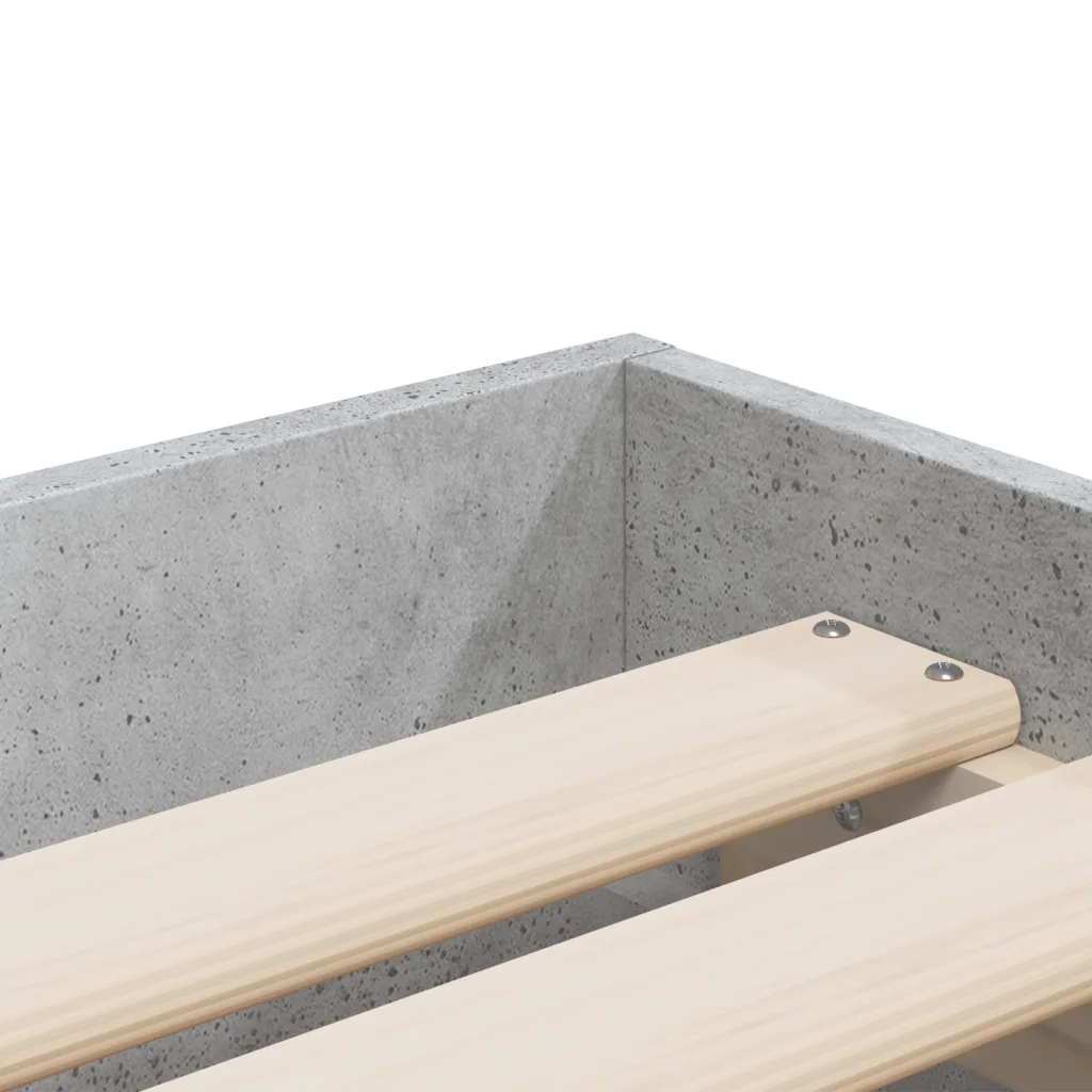 Letto singolo | Letto per adulti | Giroletto Cassetti Grigio Cemento 90x190 cm Legno Multistrato