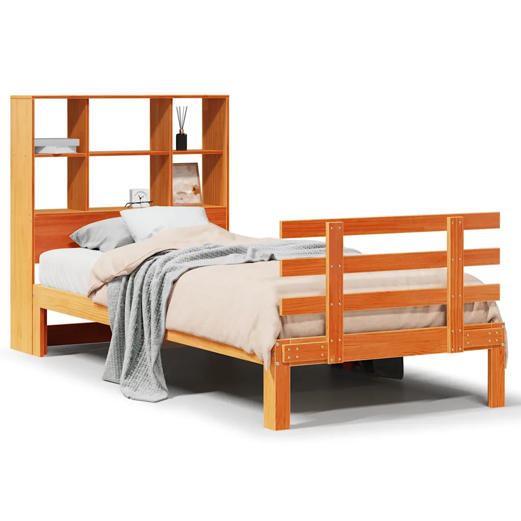 Letto Libreria senza Materasso Marrone Cera 75x190 cm in Pino 3322767