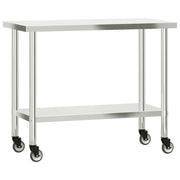 Tavolo da Lavoro Cucina con Ruote 110x55x85 cm in Acciaio Inox CFW8271631