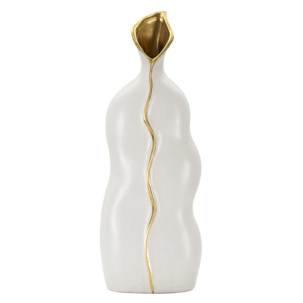 Vaso Decorativo VKH642, Bianco, Ceramica, 19,5x10x50 cm