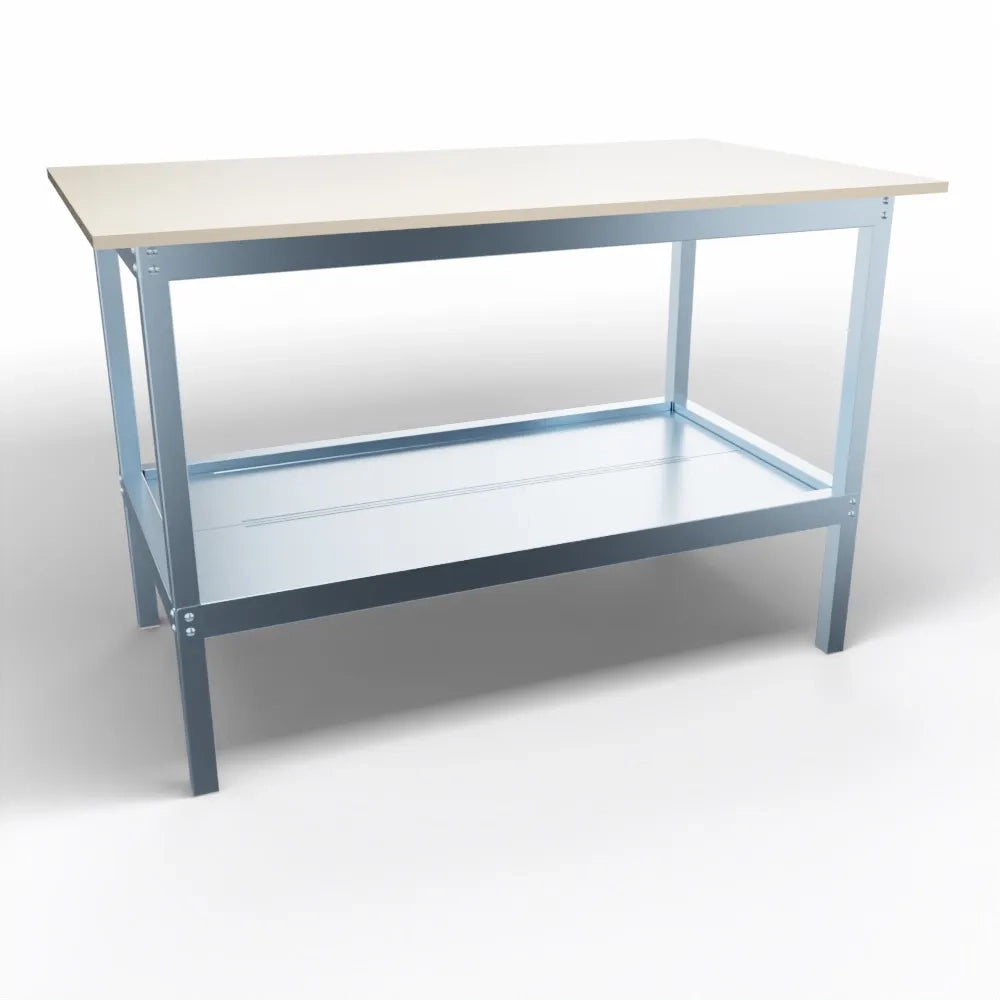 Banco lavoro metallico con piano in nobilitato superiore cm. 140x80x93h