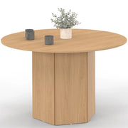IDMarket - Tavolo da pranzo rotondo BERTHE, 6 persone, gamba esagonale, effetto legno faggio 110 cm