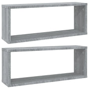 2 pz Mensole Cubo Muro | Mensola a parete Grigio Sonoma 60x15x23 cm in Multistrato