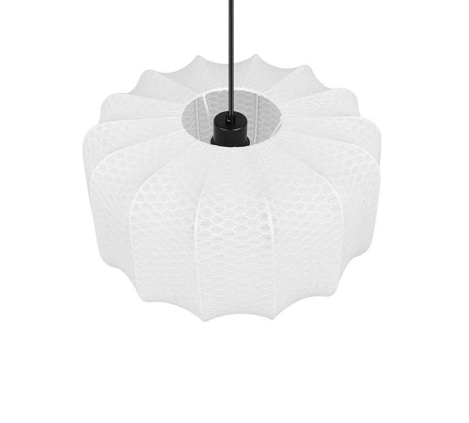 Lampada a sospensione, tessuto e metallo, bianco e nero, D 40 cm, Madeline