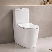 Wc monoblocco filomuro bianco lucido in ceramica con scarico universale rimless Kyoto
