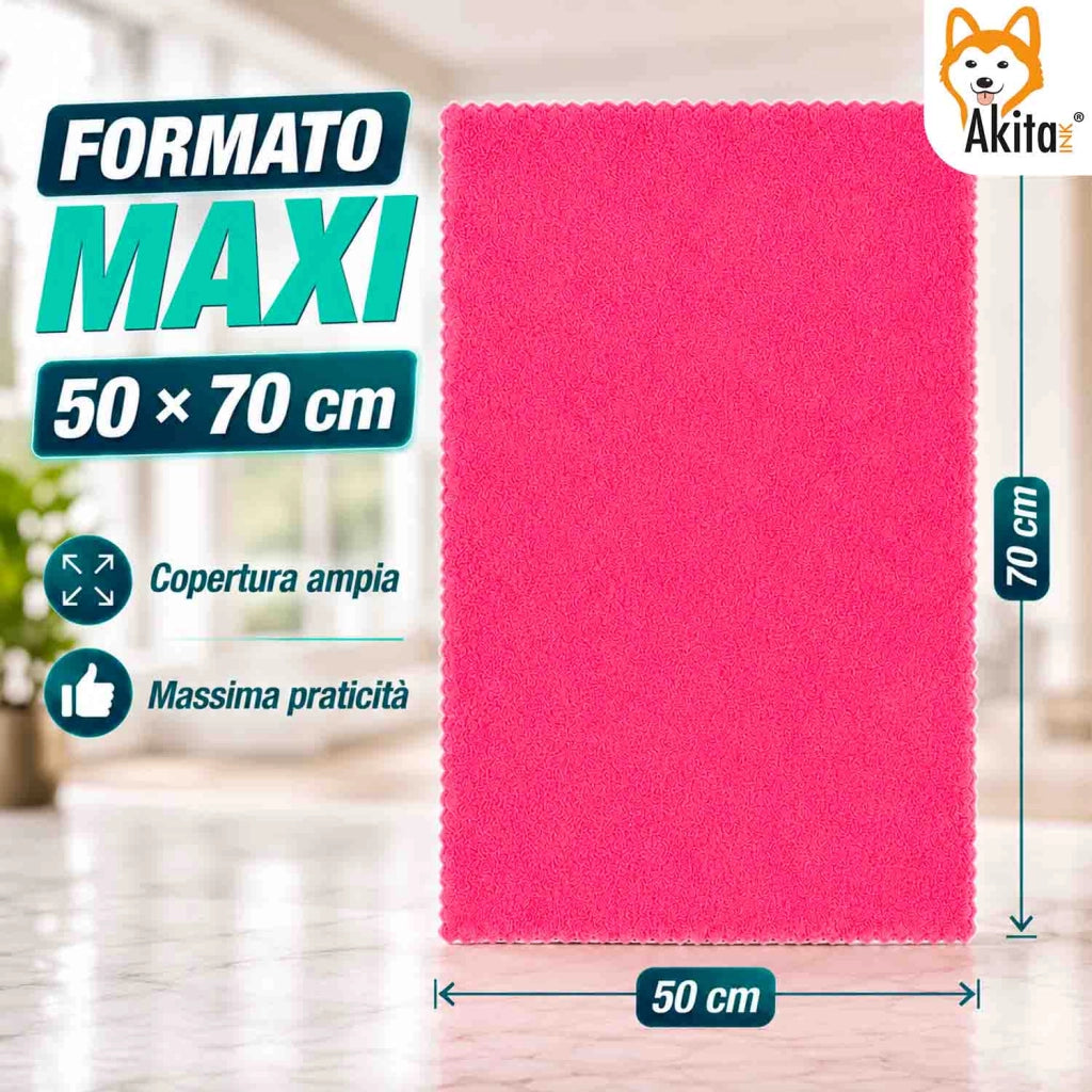 Akitaink 3 Panni Pavimenti Microfibra Doppia Azione 50x70 cm