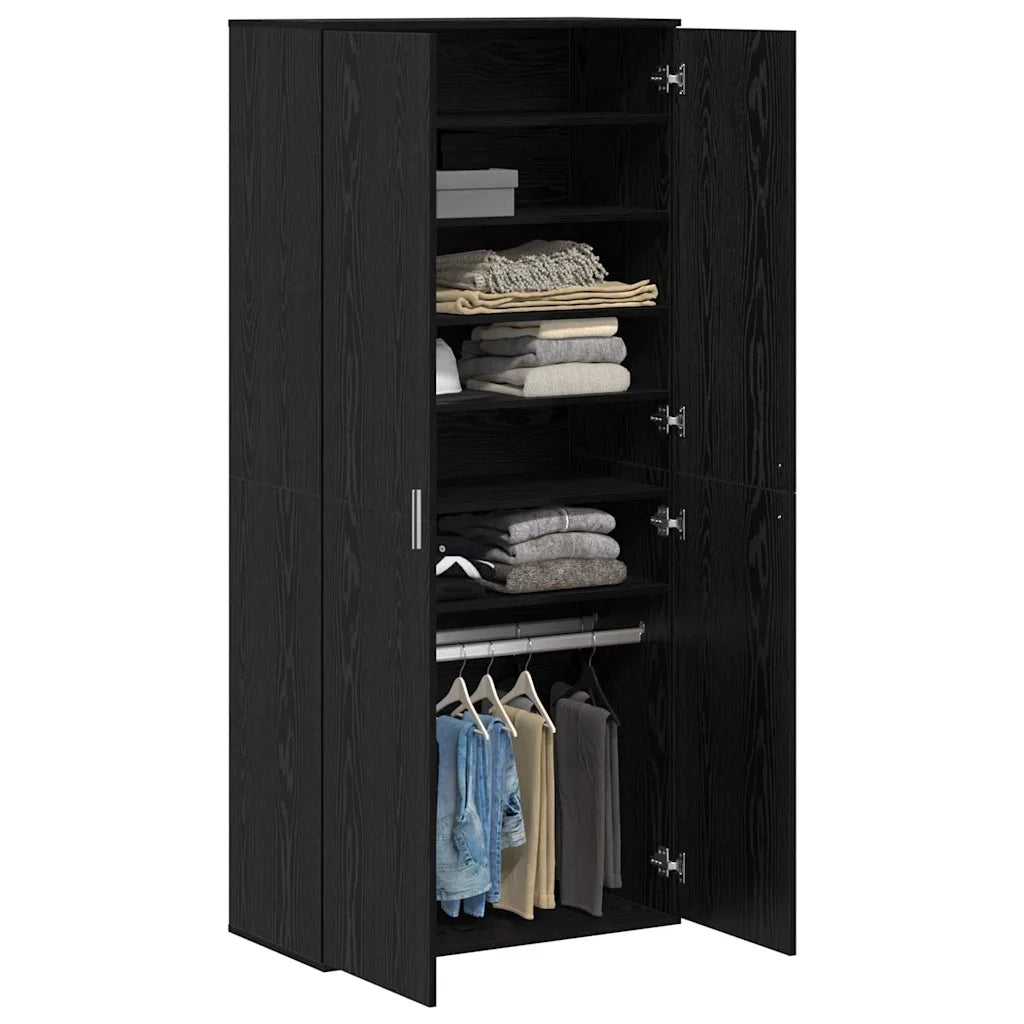 Credenza-Buffet-Armadio da cucina Rovere nero 80 x 39 x 178 cm Legno multistrato