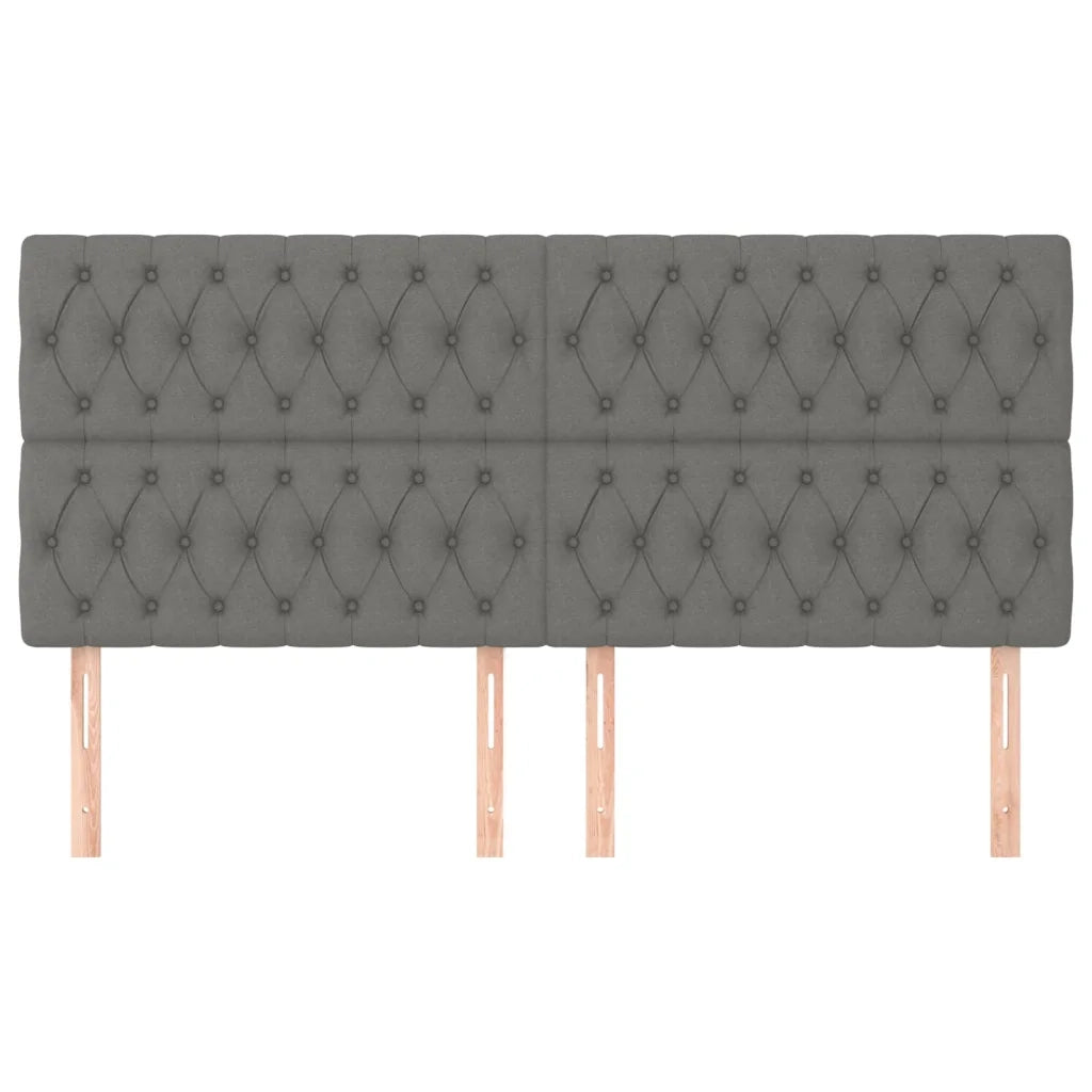 Testiera-Testata Decorativa Grigio Scuro 200x7x118/128 cm Tessuto