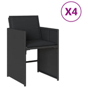 Sedie da Giardino con Cuscini 4 pz | Sedie da Esterno Nere in Polyrattan