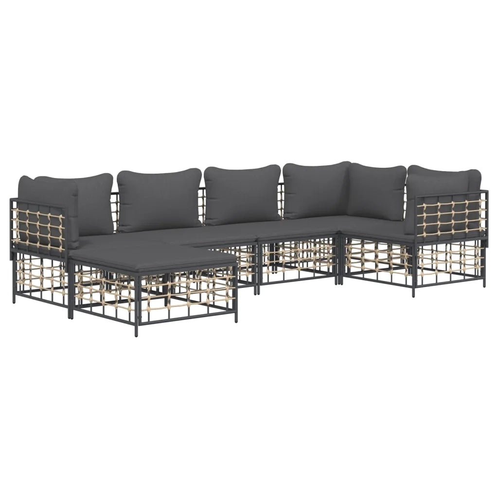 Set Divani da Giardino 6 pz con Cuscini Antracite in Polyrattancod mxl 76575