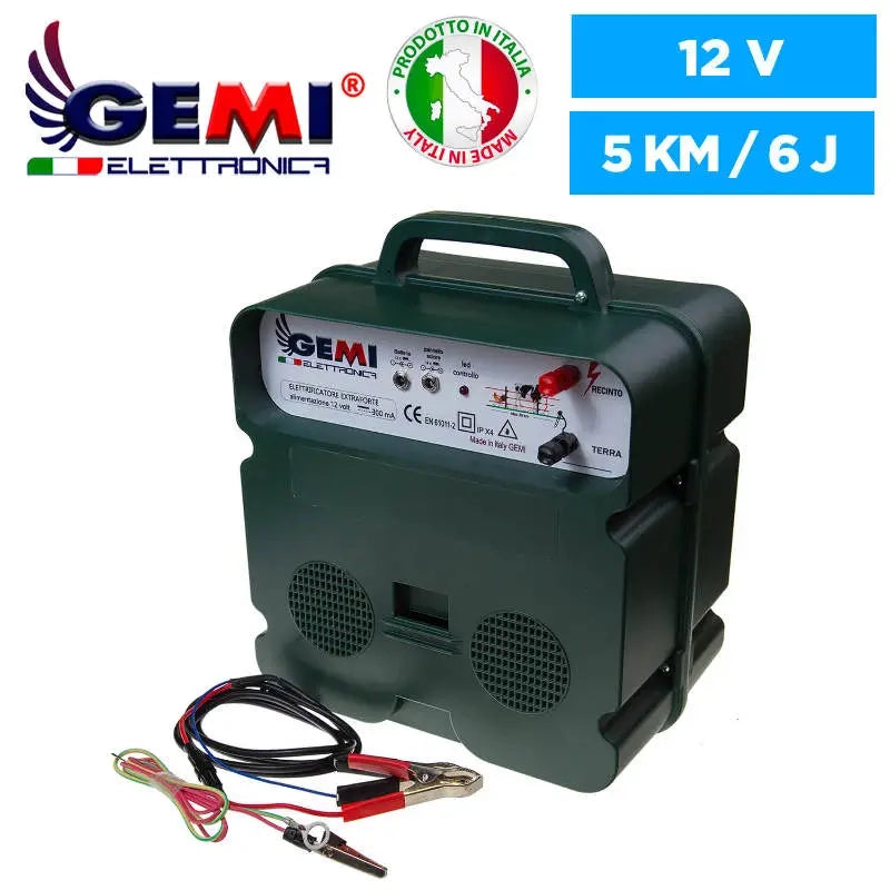 Kit recinto elettrico - 1x Elettrificatore B12 a btteria 12V o corrente 220V + 1x Filo 500MT 4Mm² + 100 isolatori legno