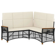 Set di Divani Recliner da Giardino | Set Salotto da Giardino Nero e Bianco Crema