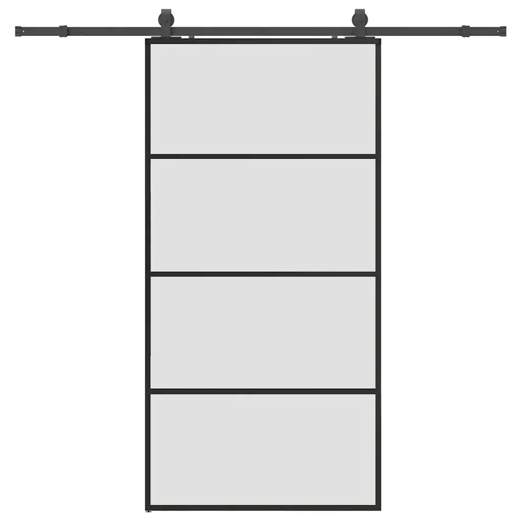 Porta Scorrevole con Ferramenta Nera 102,5x205 cm in Vetro ESG