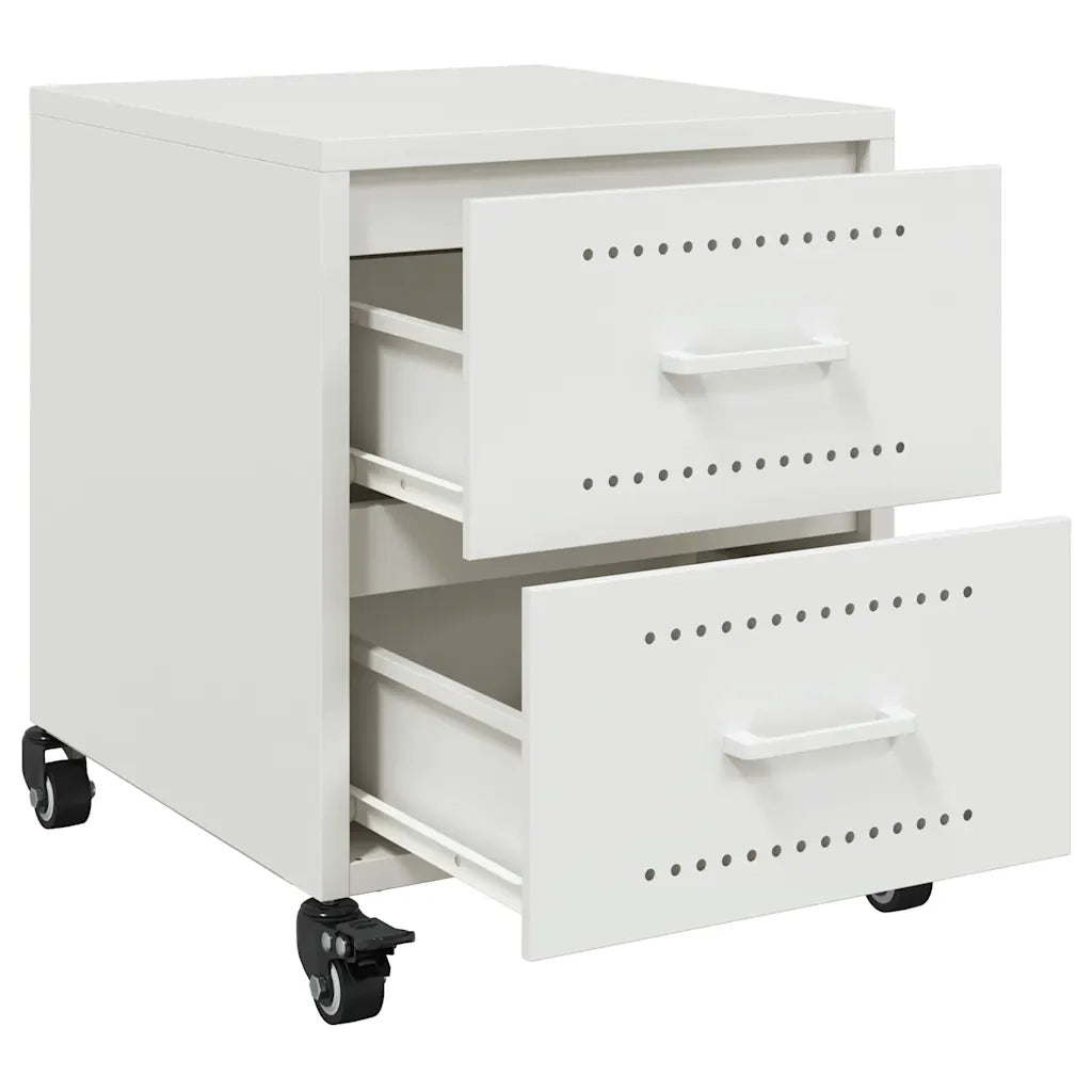 Comodini 2 pz-Set di 2 Tavolino da notte Bianchi 36x39x43,5 cm in Acciaio 506276