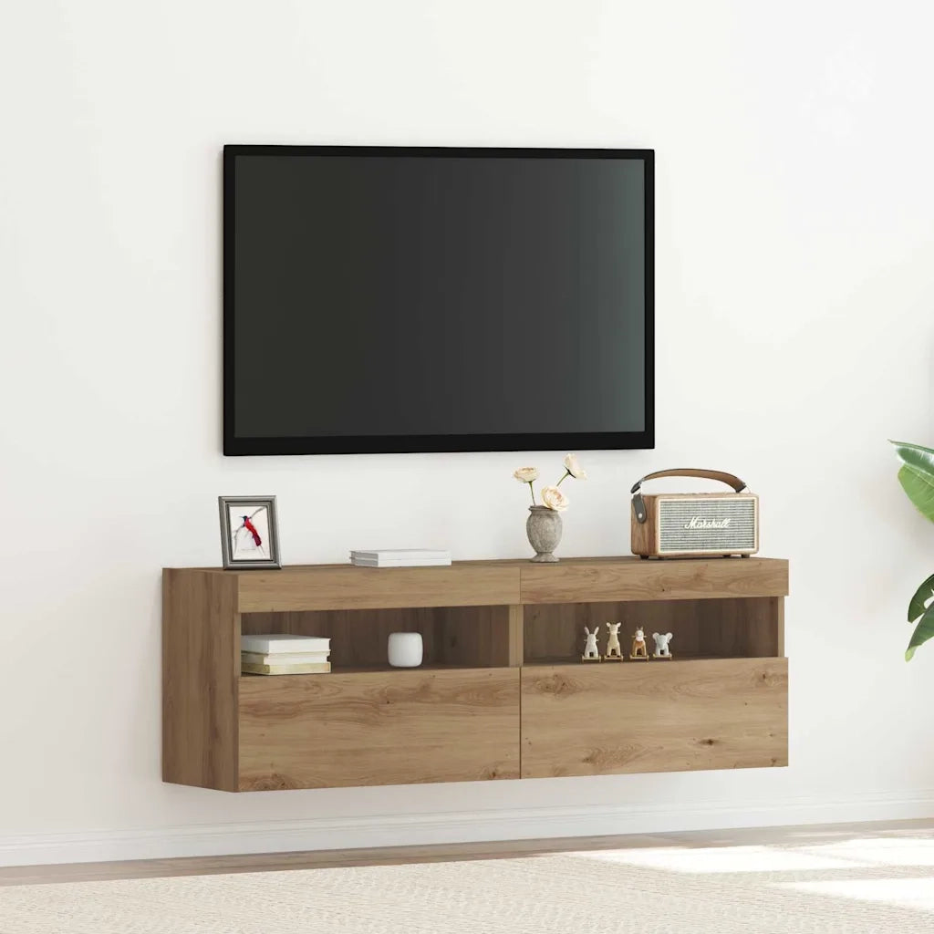 Mobile TV da parete 2 pcs rovere artigianale 60 x 30 x 40 cm 862209