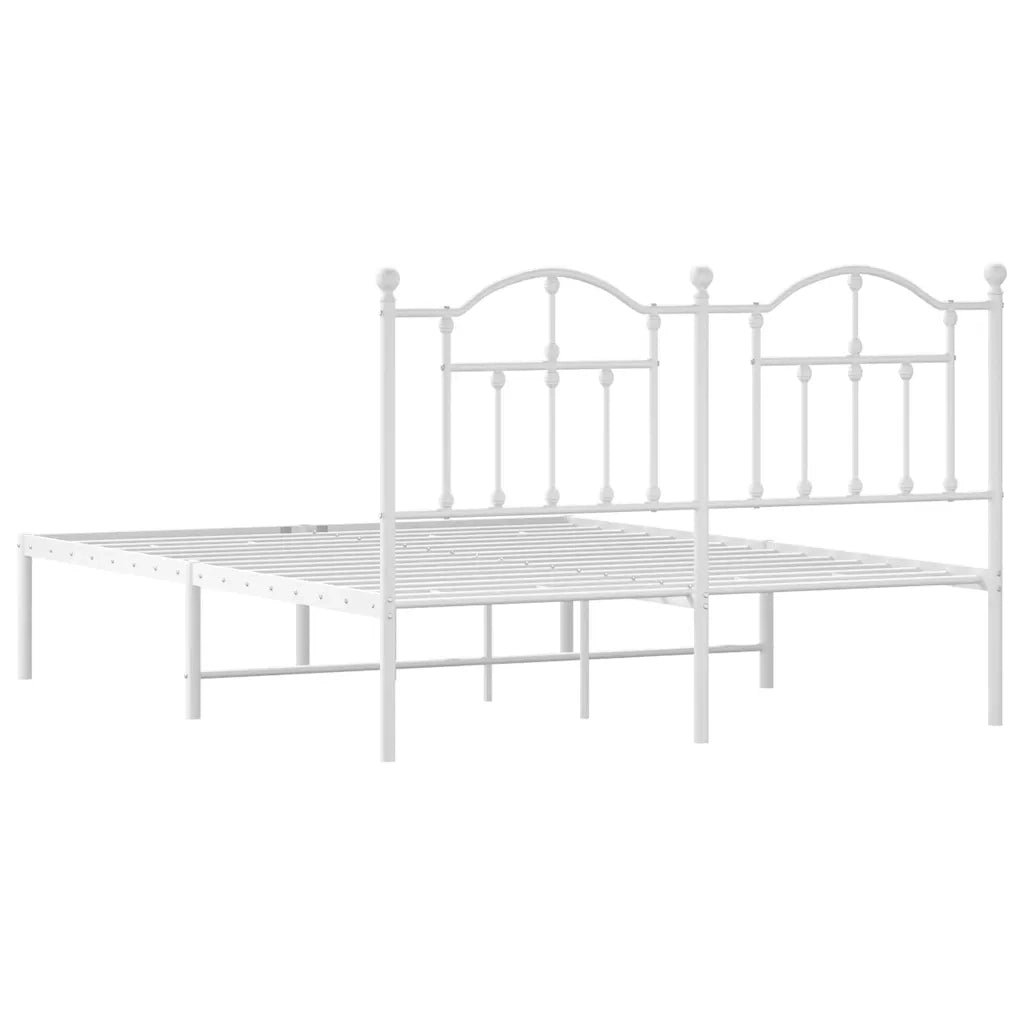 Giroletto con Testiera-Struttura Letto con testiera Metallo Bianco 140x190 cm 732501