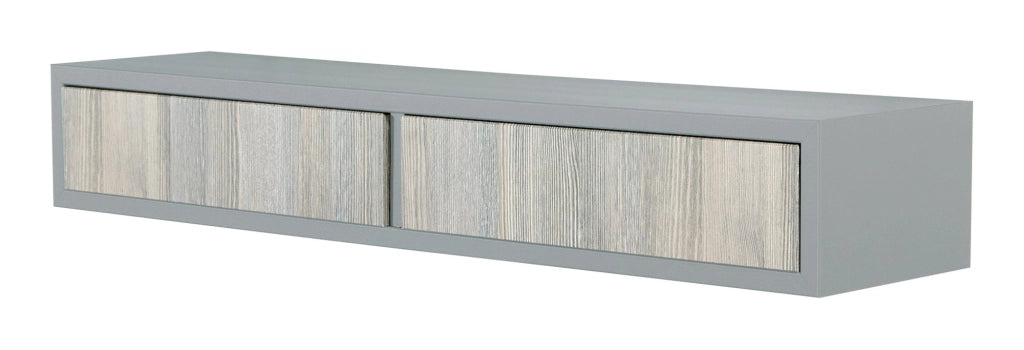 Mensola da Parete con 2 Cassetti 88,2x13,4x20 cm in Fibra di Legno Domino Sasso e Rovere Grigio