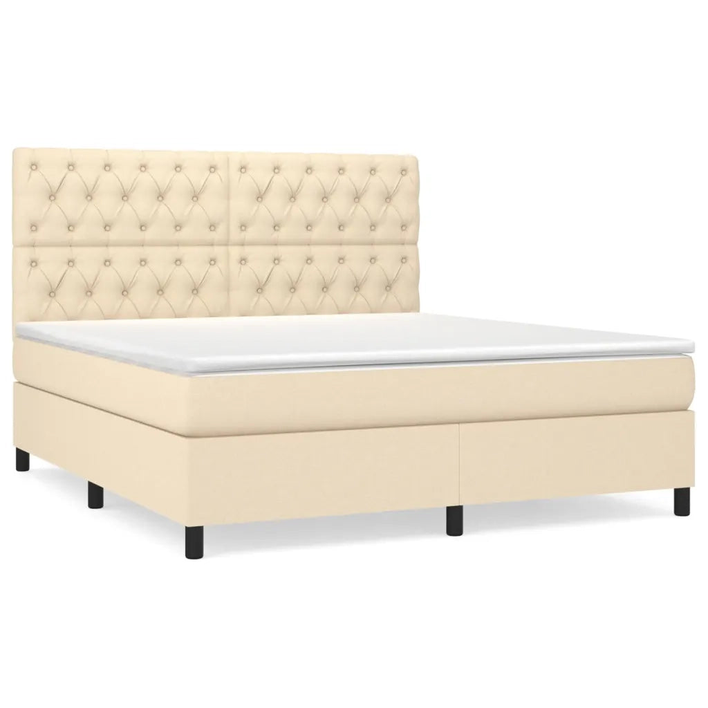 Giroletto a Molle con Materasso Crema 160x200 cm in Tessuto cod mxl 35348