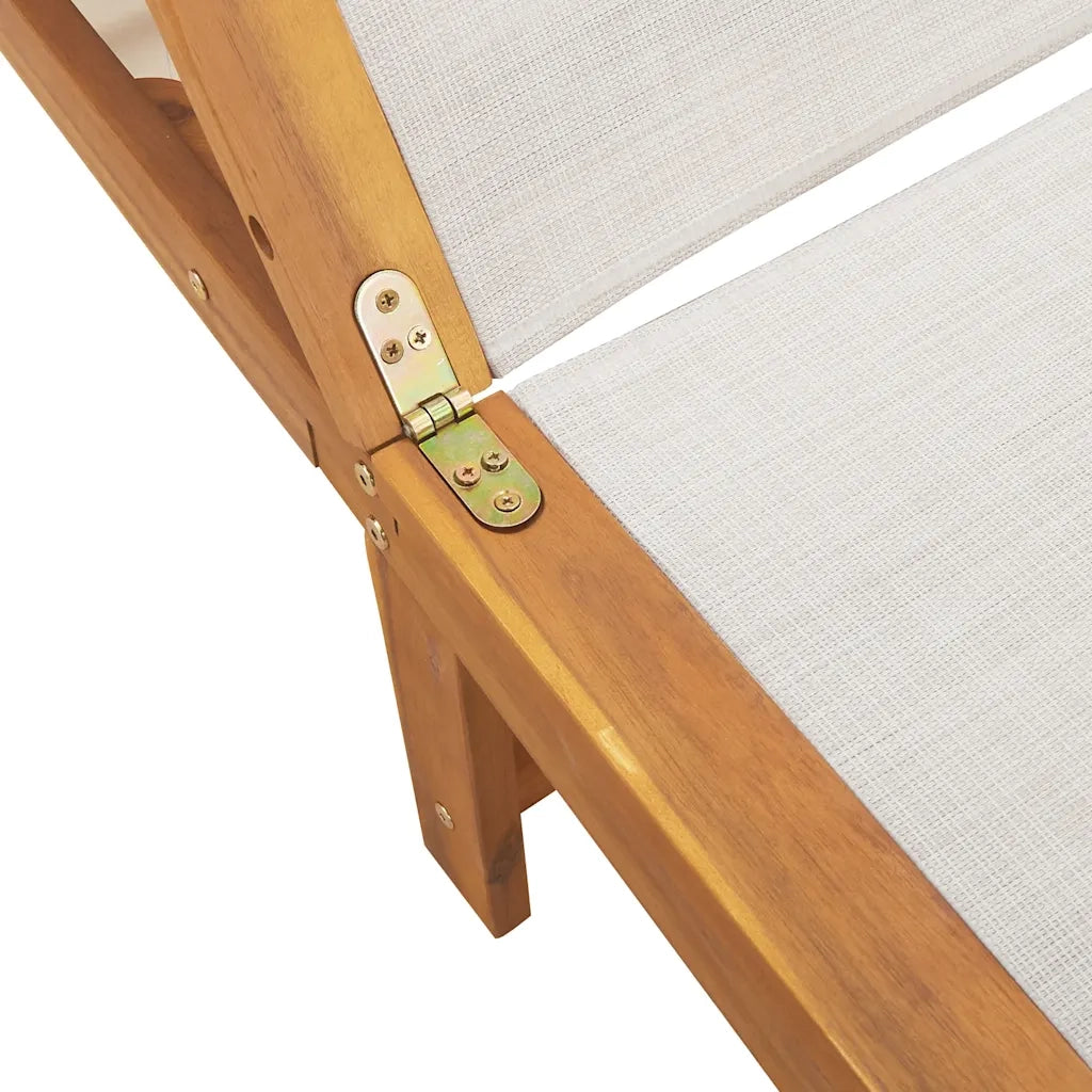 vidaXL Lettino Prendisole con Tavolo Grigio Massello Acacia Textilene