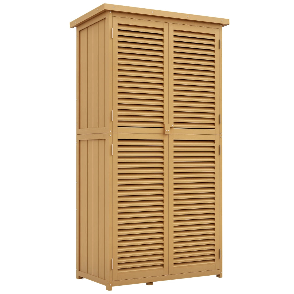 Casetta da Giardino i Legno a 4 Ripiani con Anta a Persiana, 87x46.5x160 cm, Giallo e Verde