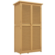 Casetta da Giardino i Legno a 4 Ripiani con Anta a Persiana, 87x46.5x160 cm, Giallo e Verde