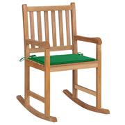 Sedia a Dondolo con Cuscino Verde in Legno di Teak cod mxl 45612