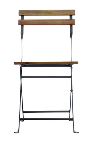 Set Tavolo e 2 Sedie da Giardino Pieghevoli Bistrò in Ferro e Legno di Acacia