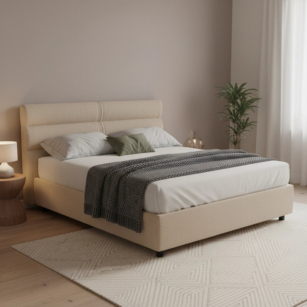 Brinzio, Letto Piazza e Mezza Materasso Incluso Made in Italy, Grigio Tortora