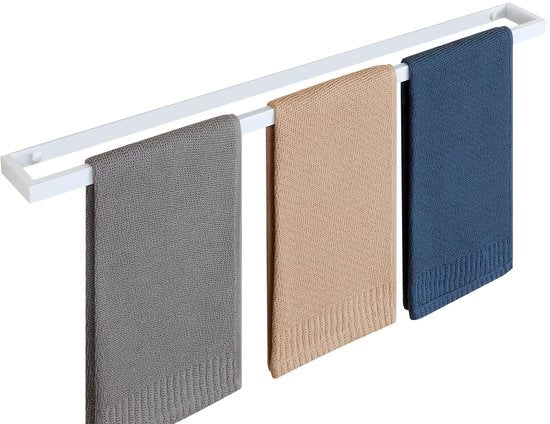 Supporto per Asciugamano da Parete Bianco 70CM Supporto per Asciugamano per Bagno e Cucina da Appendere a Parete in Acciaio Inossidabile