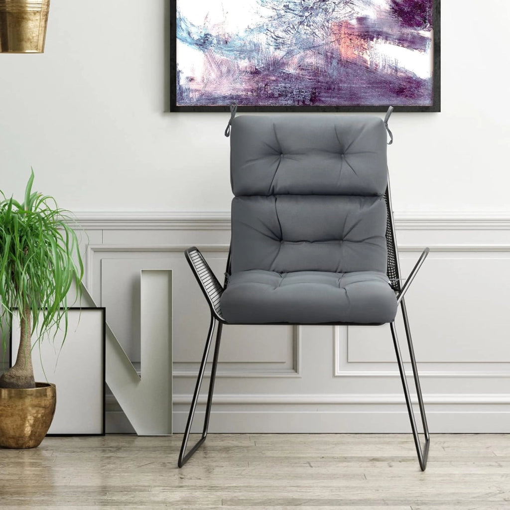 Cuscino Imbottito per Poltrona Sdraio Relax, Cuscino a 3 Pieghe per Sdraio e Lettino, Cuscino Prendisole con Corda, per Interno ed Esterno, 117 x 56 x 12 cm (4, Grigio)