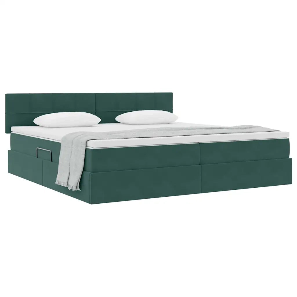 Letto con Contenitore Verde Scuro 200 x 200 cm Velluto