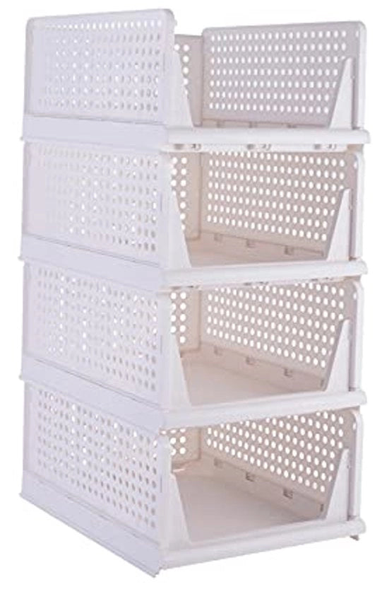Sistema di armadi per abbigliamento. Set di 4 armadi per abbigliamento. Organizzatore di armadi da accumulare. Scatole di archiviazione risparmiano spazio. (L-44x34x18,5)