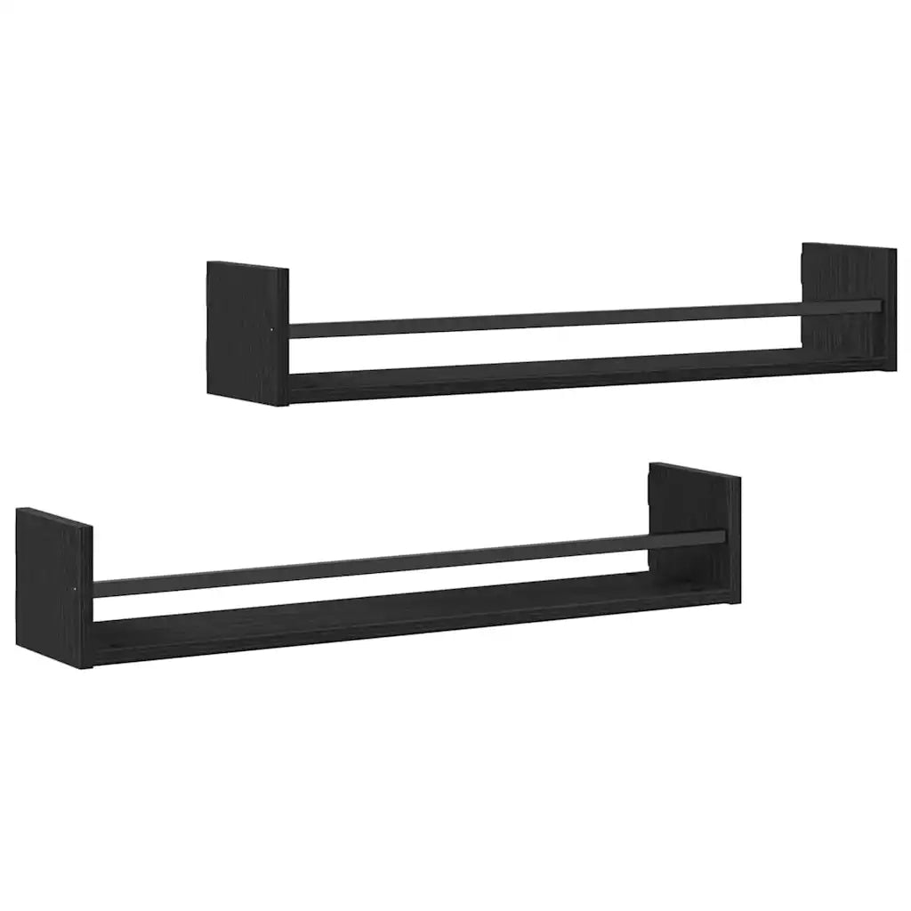 Scaffale da parete 2 pcs Rovere Nero 80 x 16 x 14 cm 869087