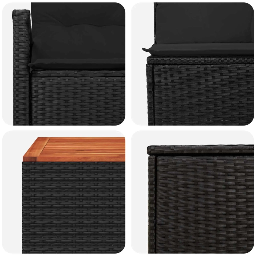 Set di divani 6 pz Nero Rattan sintetico e Acciaio 3447232