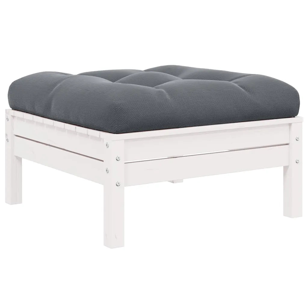 Salotto da Giardino-Set Divani da Giardino3 pz con Cuscini Bianco Massello di Pino