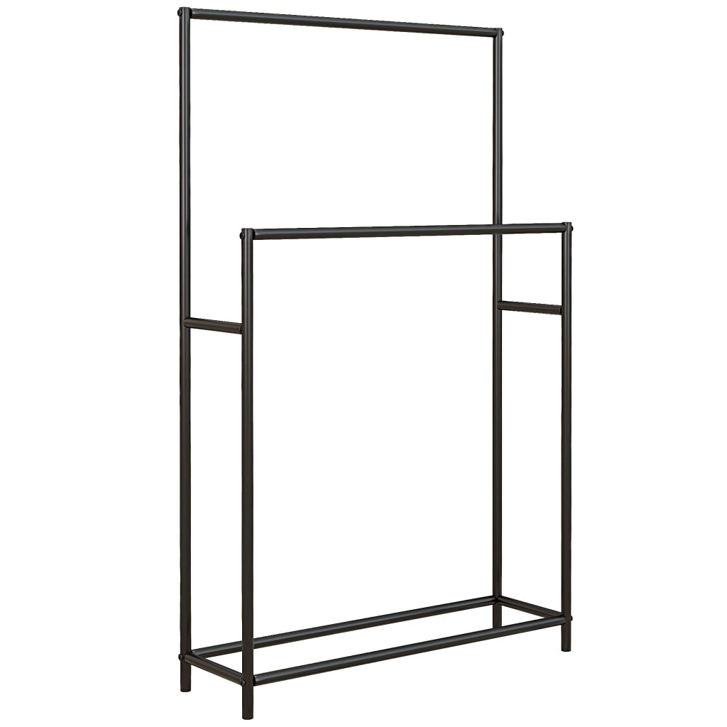 PORTAASCIUGAMANI autoportante a 2 barre 66x20x110 cm metallo nero