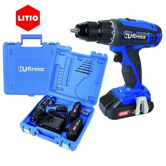 HUFirma HU-T20LI Trapano Avvitatore a Batteria 20V 1,5Ah 2 Batterie Litio Frizione 20+1 35 Nm LED Valigetta 13 Accessori