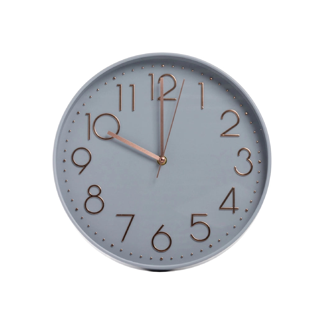 Orologio da Parete 30 cm Moderno Design Minimalista con Numeri in Rilievo e Lancette Decorative Disponibile Bianco Grigio e Nero Grigio