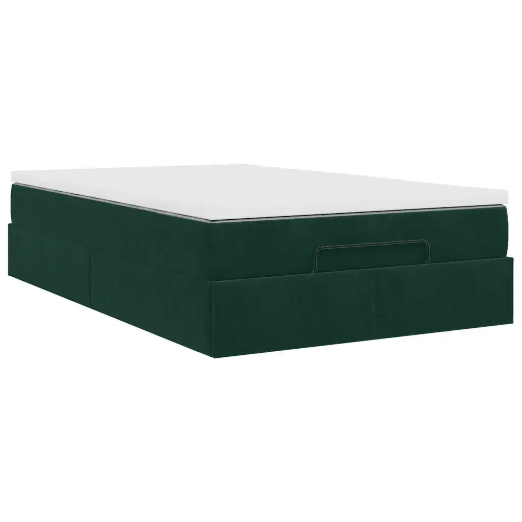 Pouf Letto con Materasso Verde Scuro 120x190 cm Velluto 3311174