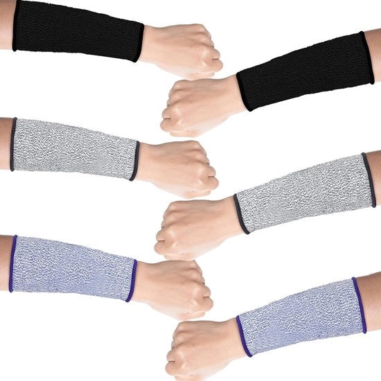 Protezioni per braccio resistenti alla taglia - 3 Paia - Livello di protezione 5 - Pelle sottile - Resistente allo sfregamento - Respiro naturale - Flessibile - Maniche resistenti alla taglia