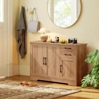 Mobile Cucina con 2 Cassetti e 3 Armadietti, Ripiani Regolabili, 120x38x79 cm, Rovere